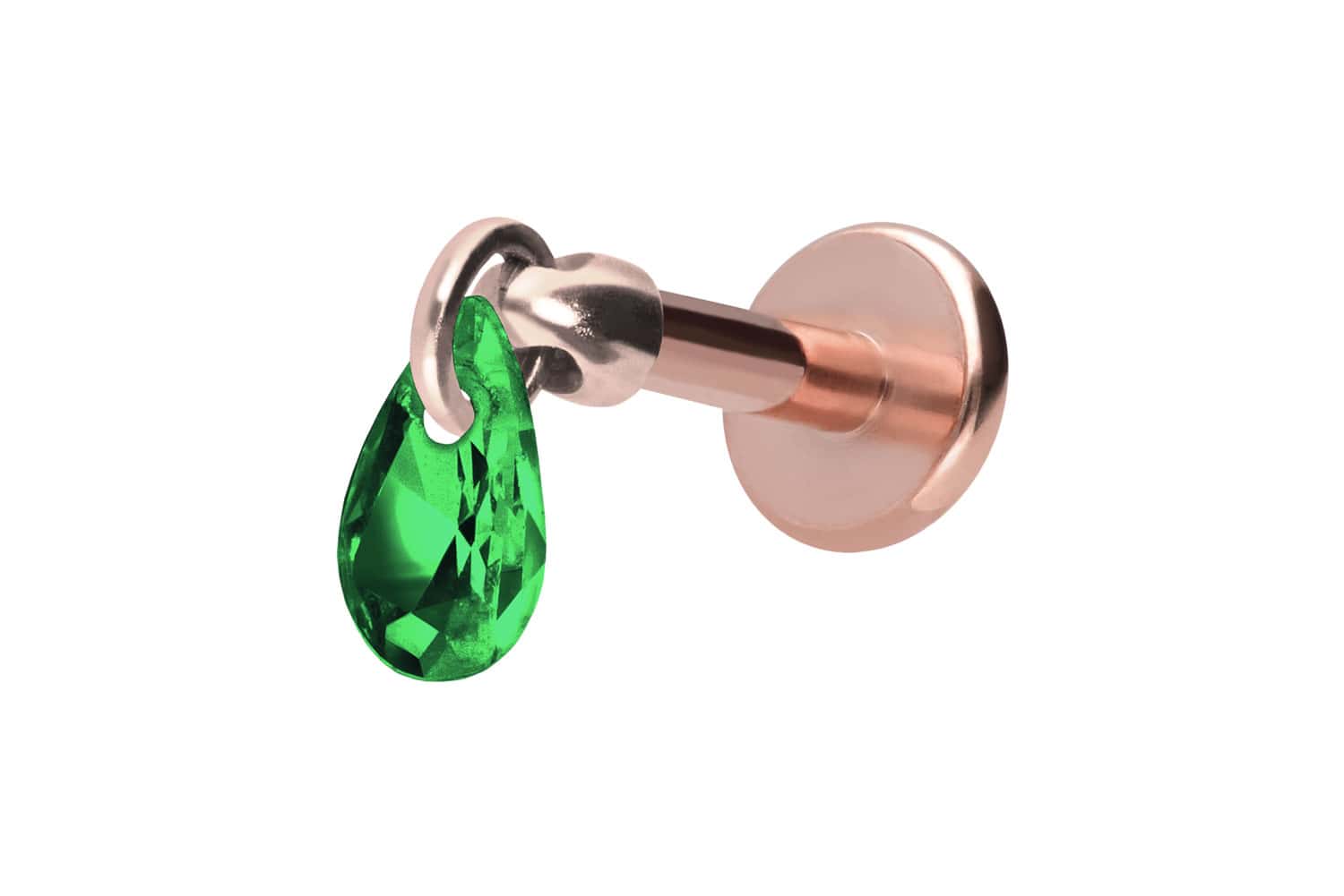 Titan Labret Piercing mit Innengewinde KRISTALLTROPFEN